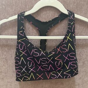 Victoria's Secret Black VSX Multicolor Logo Racerback Sports Bra Size S